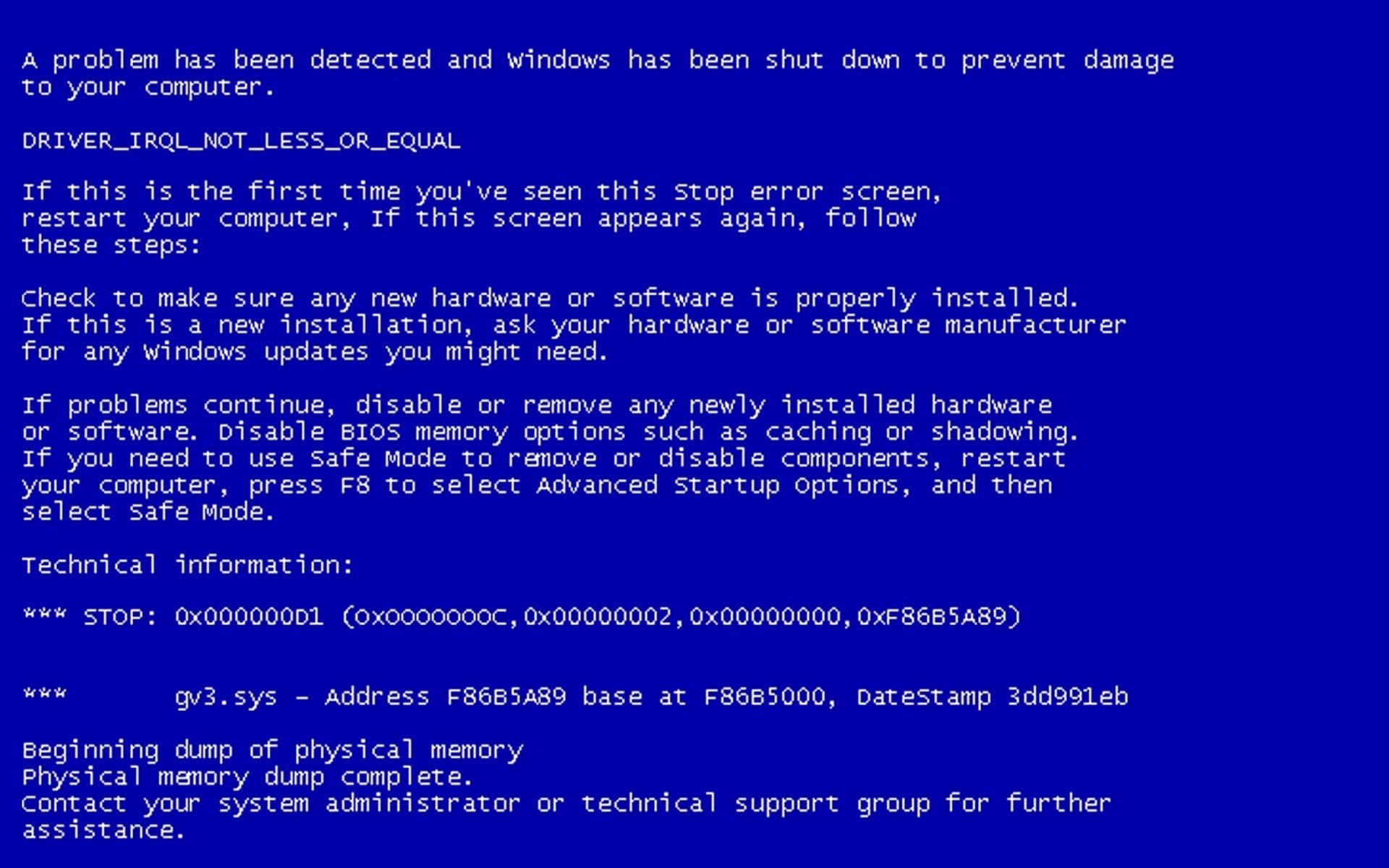 Screen of death